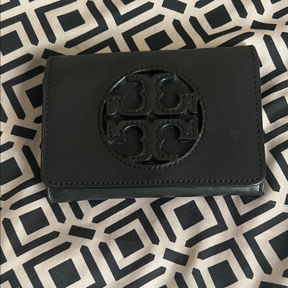 Tory Burch Black Leather Trifold Wallet